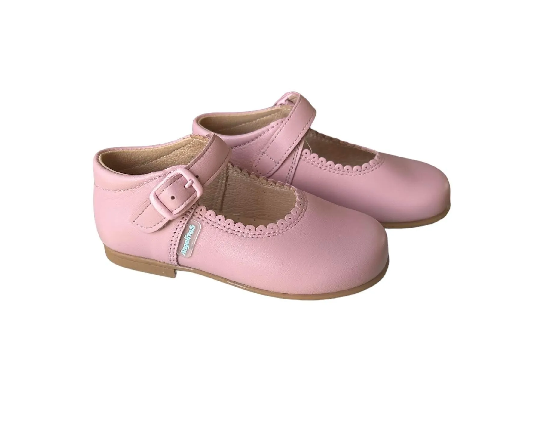 Angelitos - Girls Pink Leather Mary Jane Shoes