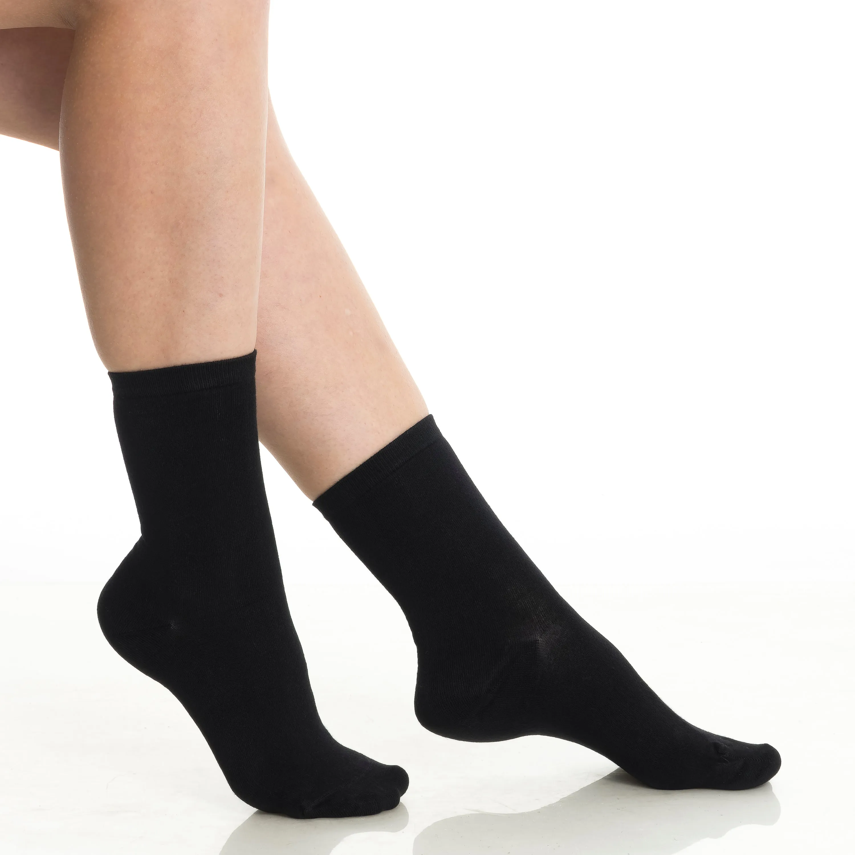 BAMBOOVEN Womens Rayon Made From Bamboo Dress Socks, Thin Soft Crew Socks 3 Pairs
