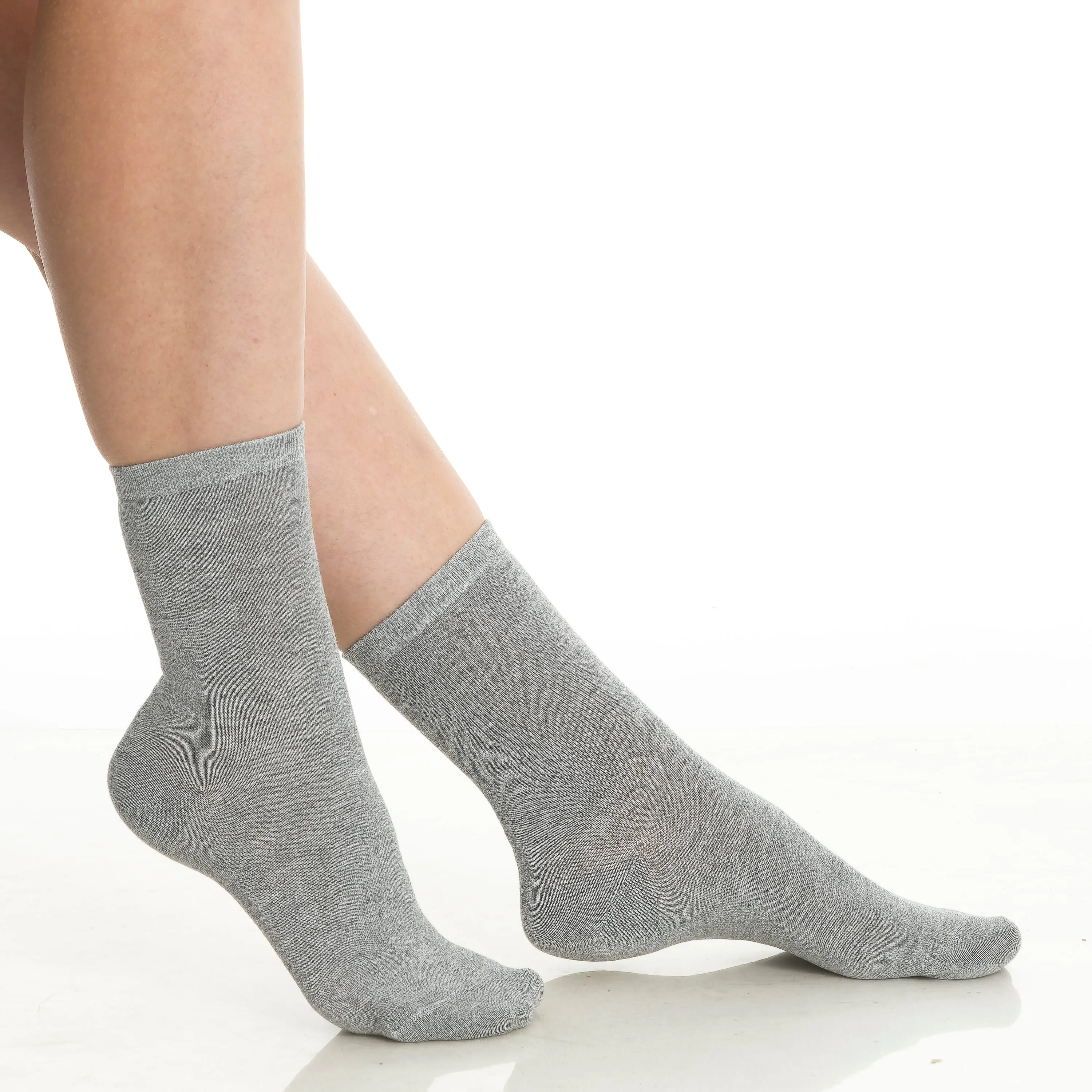 BAMBOOVEN Womens Rayon Made From Bamboo Dress Socks, Thin Soft Crew Socks 3 Pairs
