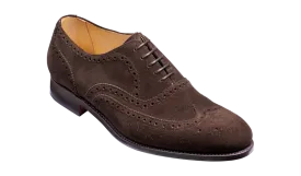 Barker Malton Full Wing Brogue Shoe- Burnt Oak Suede