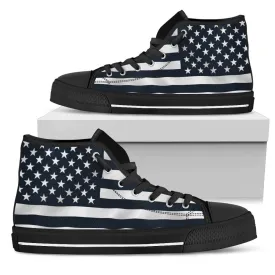Black and White American Flag High Top Sneakers
