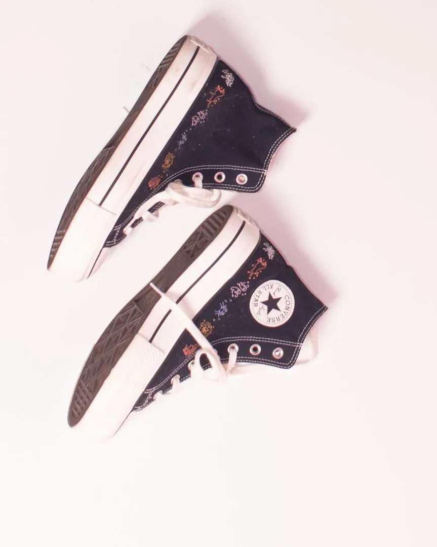 Black Converse Platform High Top Sneakers, 7.5