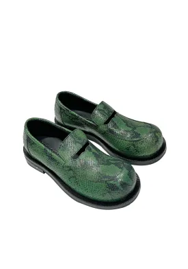 BULB TOE CUT OUT LOAFER (GREEN SNAKE)