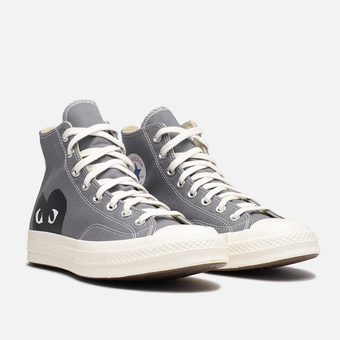 CDG PLAY X CONVERSE CHUCK 70 HIGH "BLACK HEART" - STEEL GREY