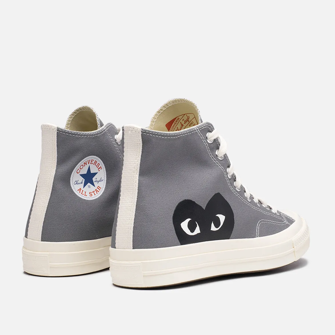 CDG PLAY X CONVERSE CHUCK 70 HIGH "BLACK HEART" - STEEL GREY