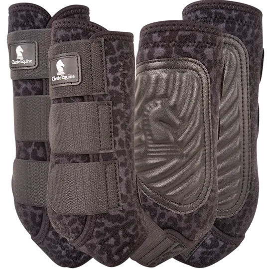 Classic Equine Classic Fit 4-Pack Boots- Black Leopard