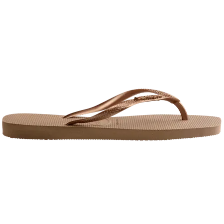 Havaianas Slim Square Logo Metallic  Flip Flops Rose Gold