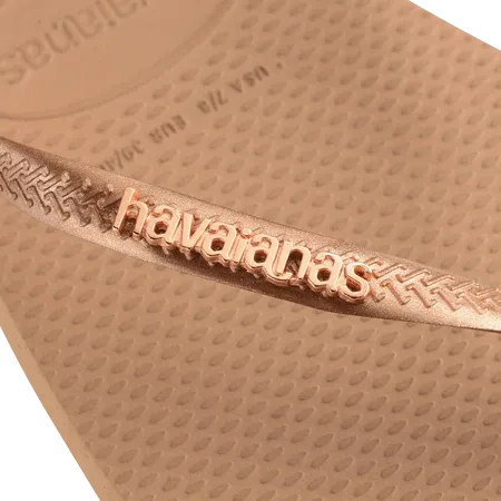 Havaianas Slim Square Logo Metallic  Flip Flops Rose Gold