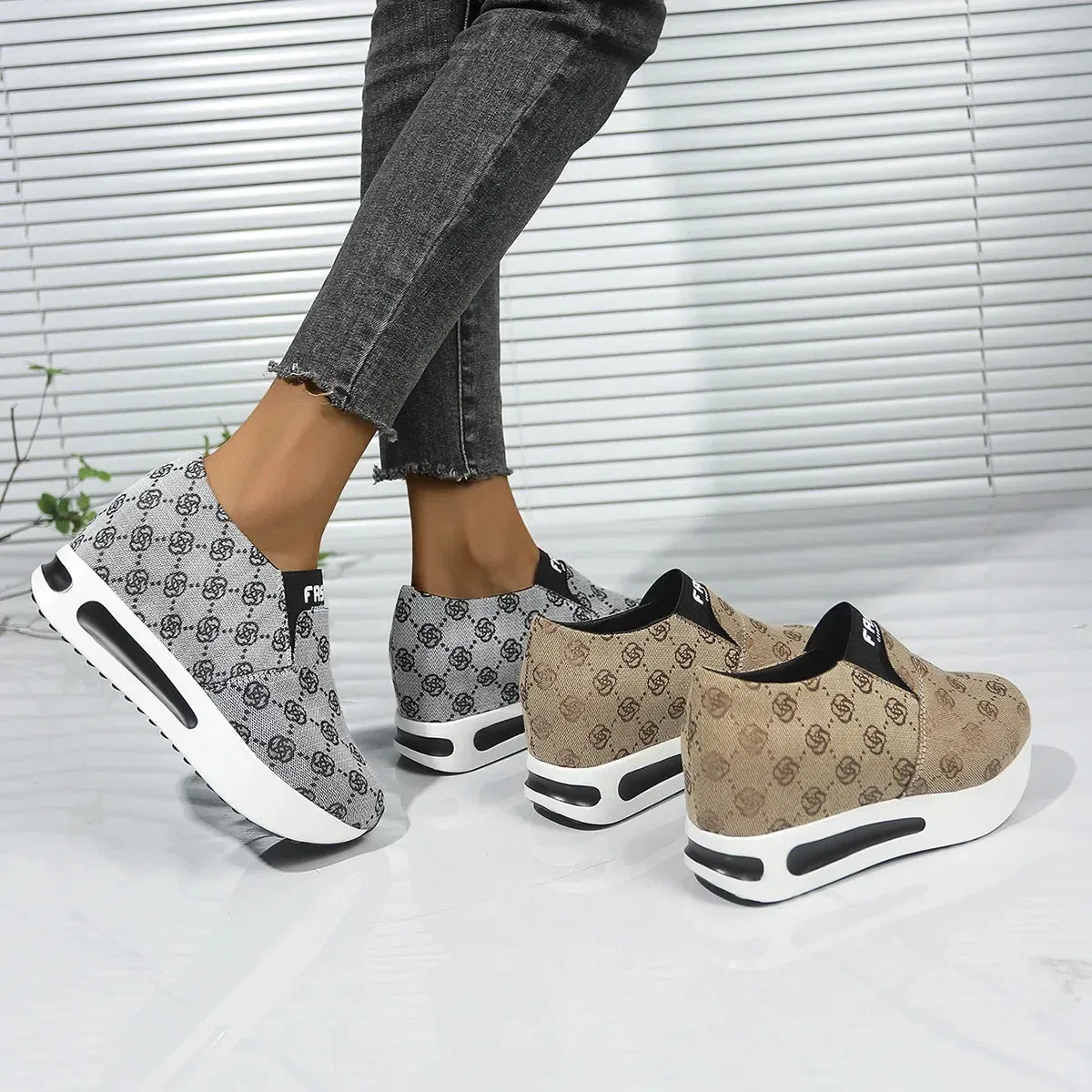 Patterened Platform Sneakers