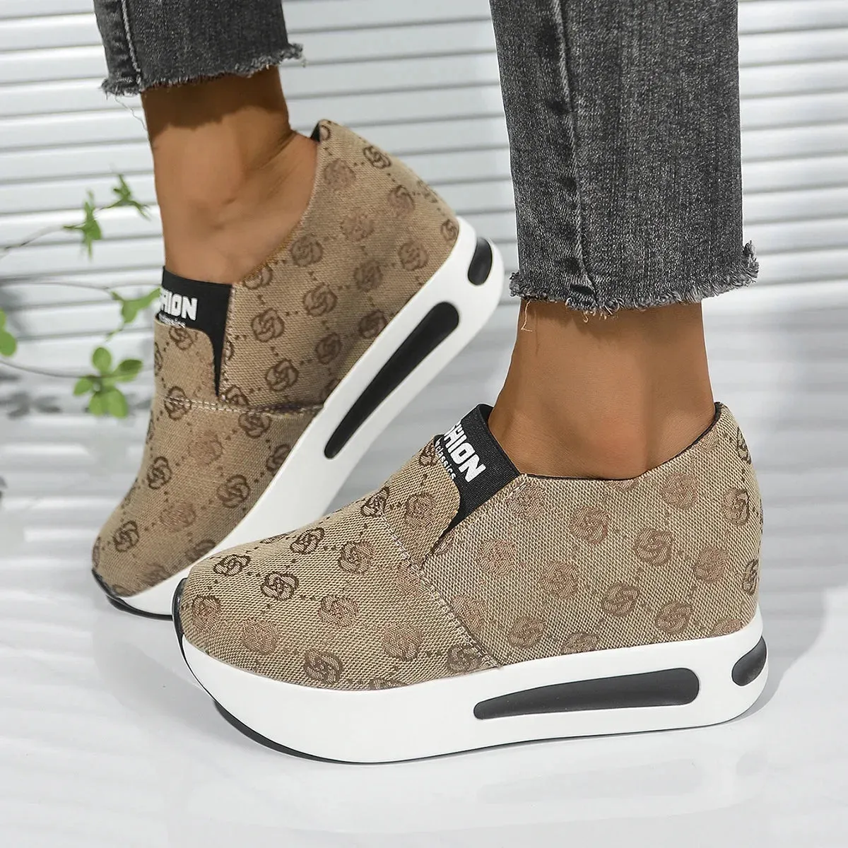 Patterened Platform Sneakers