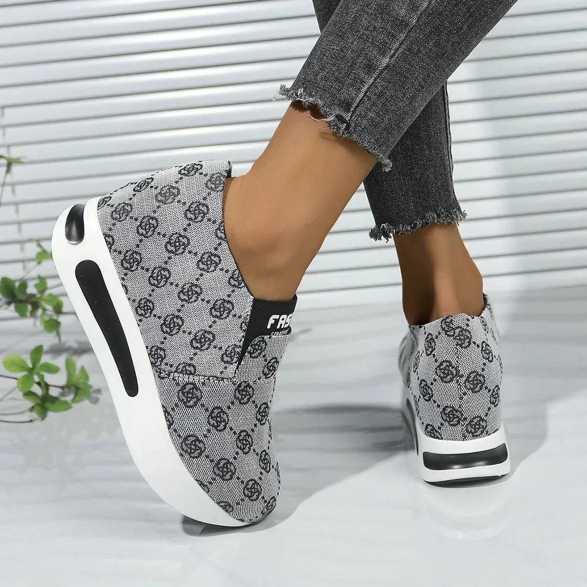 Patterened Platform Sneakers