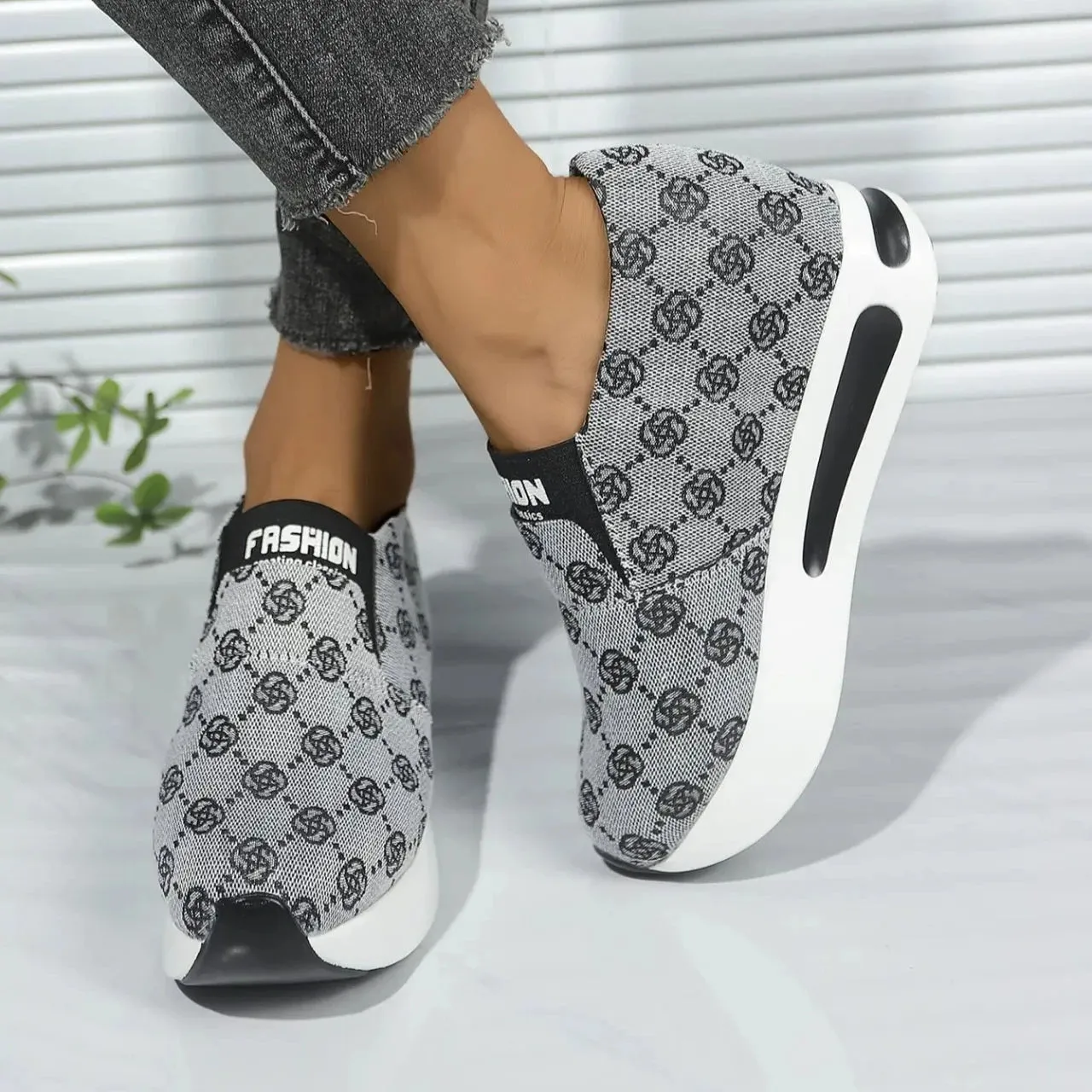 Patterened Platform Sneakers