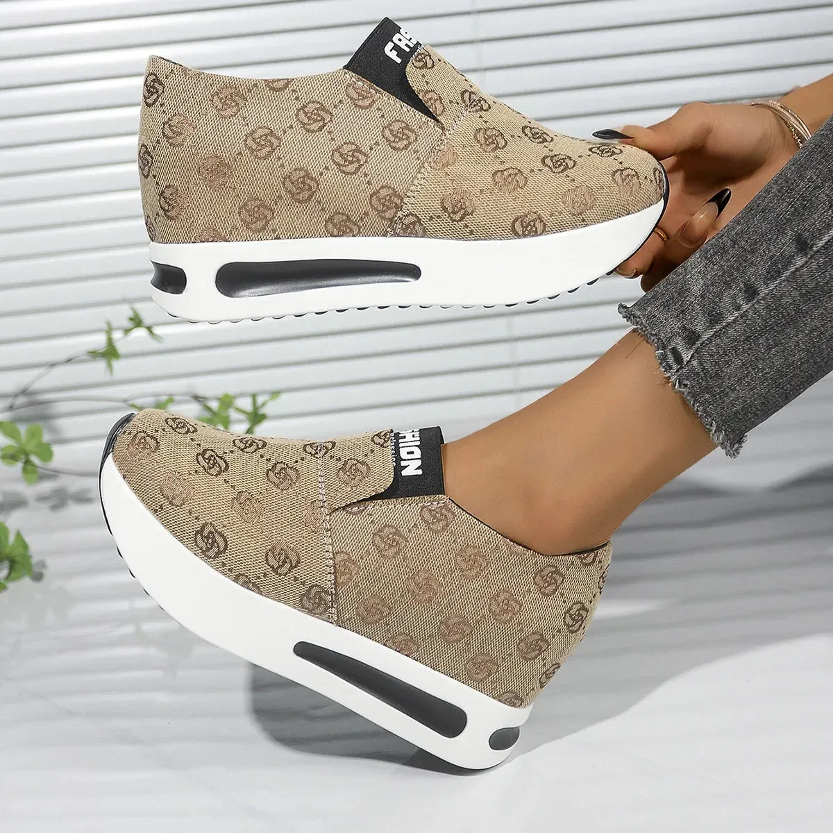 Patterened Platform Sneakers