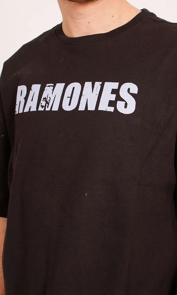 R204824 - Ramones Band Graphic Oversized T-Shirt  Black