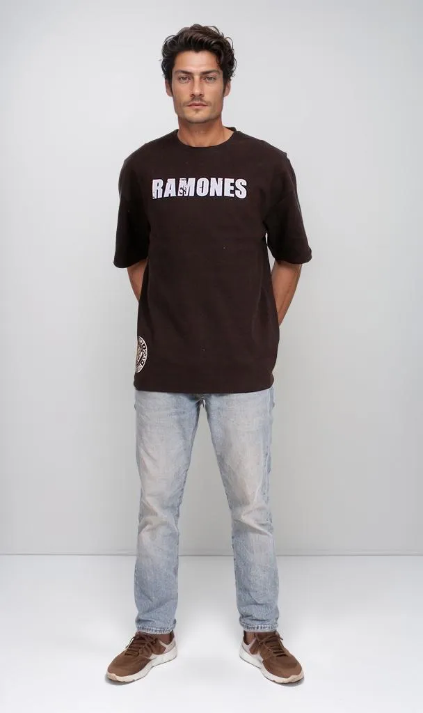 R204824 - Ramones Band Graphic Oversized T-Shirt  Black