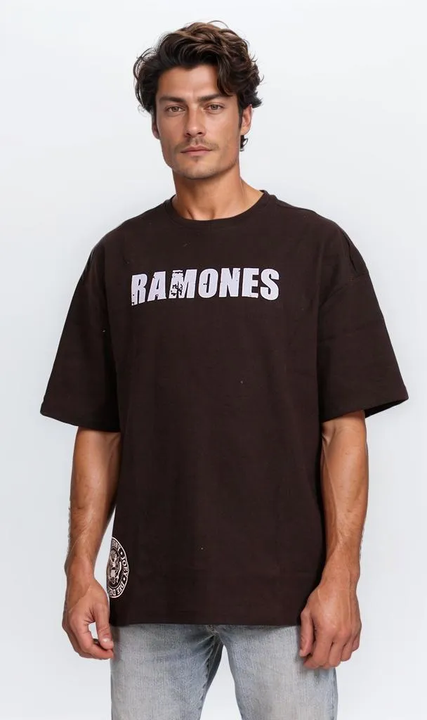 R204824 - Ramones Band Graphic Oversized T-Shirt  Black