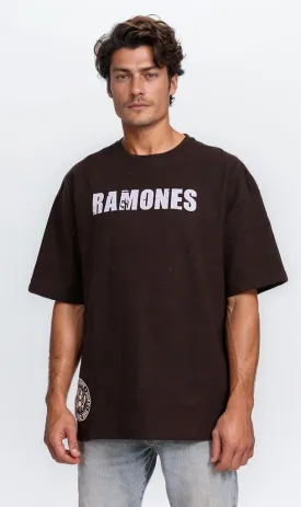 R204824 - Ramones Band Graphic Oversized T-Shirt  Black