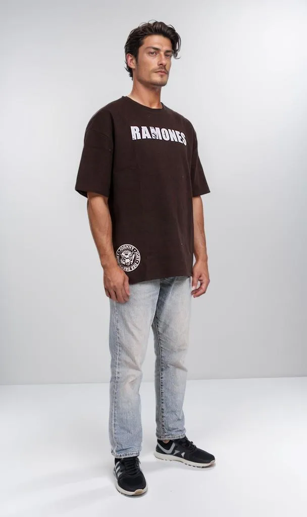 R204824 - Ramones Band Graphic Oversized T-Shirt  Black