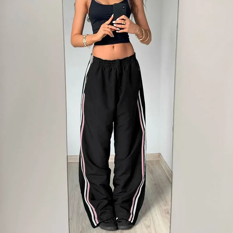 Striped Wide-Leg Track Pants