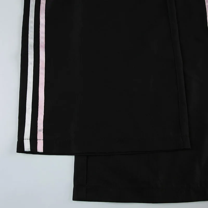 Striped Wide-Leg Track Pants