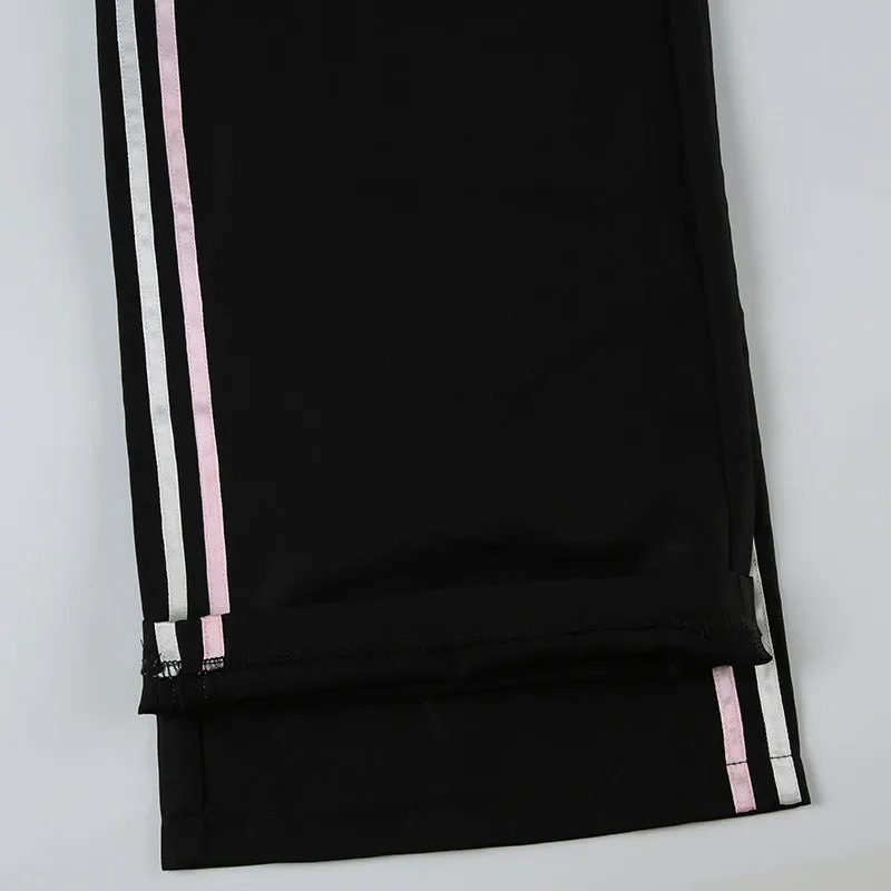 Striped Wide-Leg Track Pants
