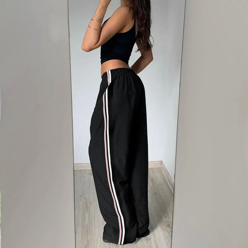 Striped Wide-Leg Track Pants