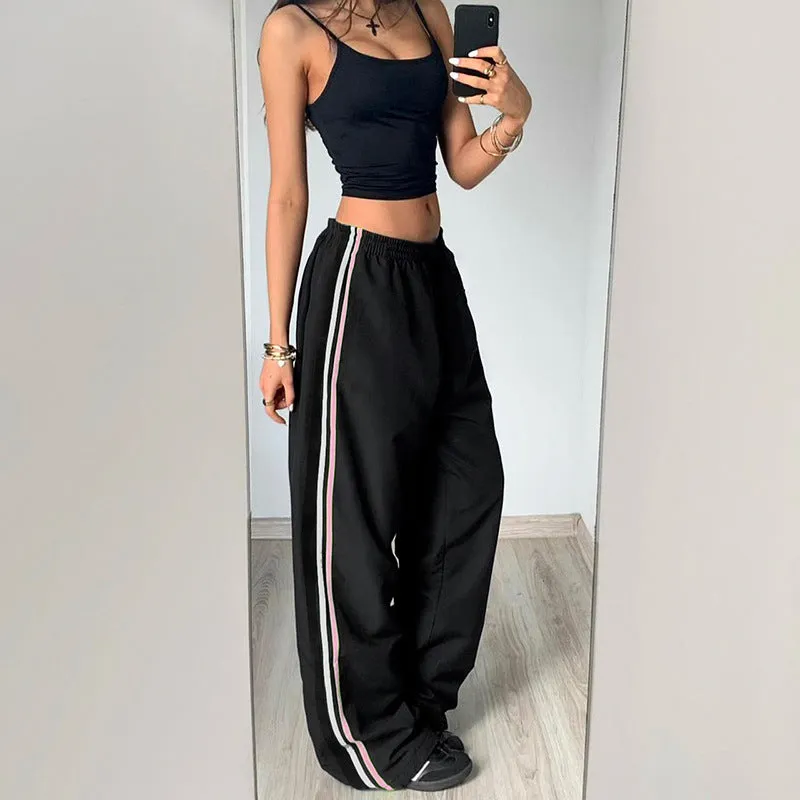 Striped Wide-Leg Track Pants