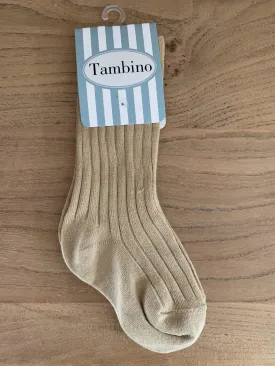 Tambino Socks - Boys Ribbed Camel Boys Knee High Socks
