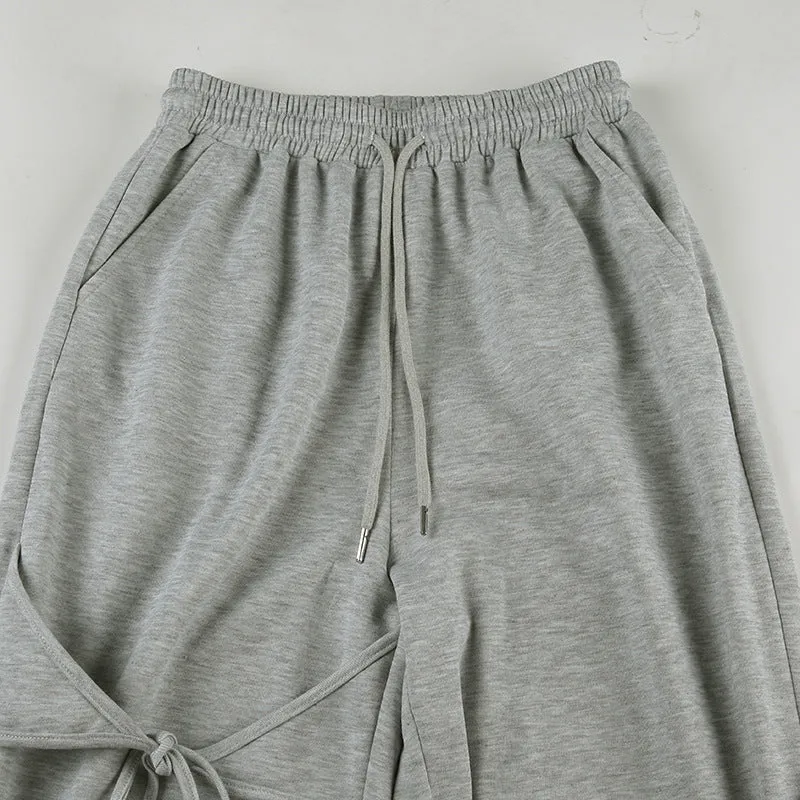 Tie-Detail Wide-Leg Sweatpants