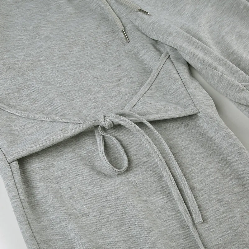 Tie-Detail Wide-Leg Sweatpants