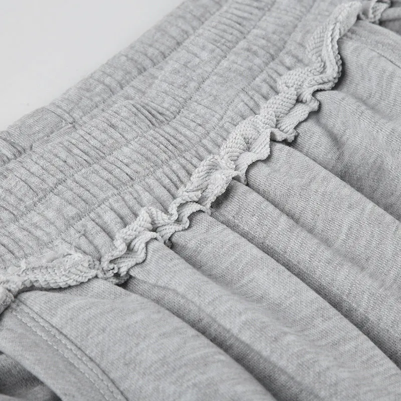 Wide-Leg Sweatpants with Raw Hem