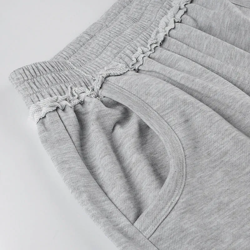 Wide-Leg Sweatpants with Raw Hem