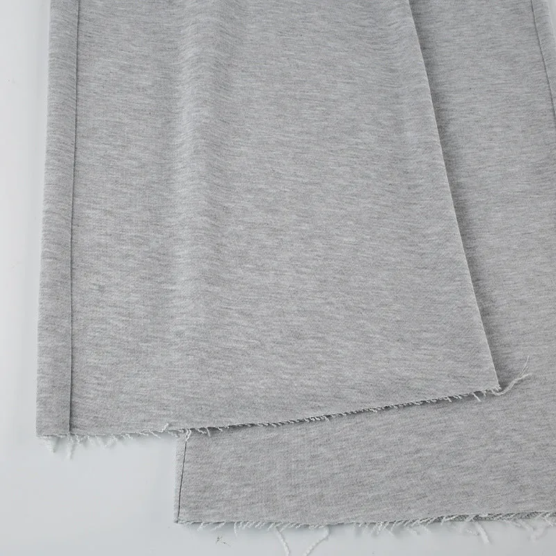 Wide-Leg Sweatpants with Raw Hem