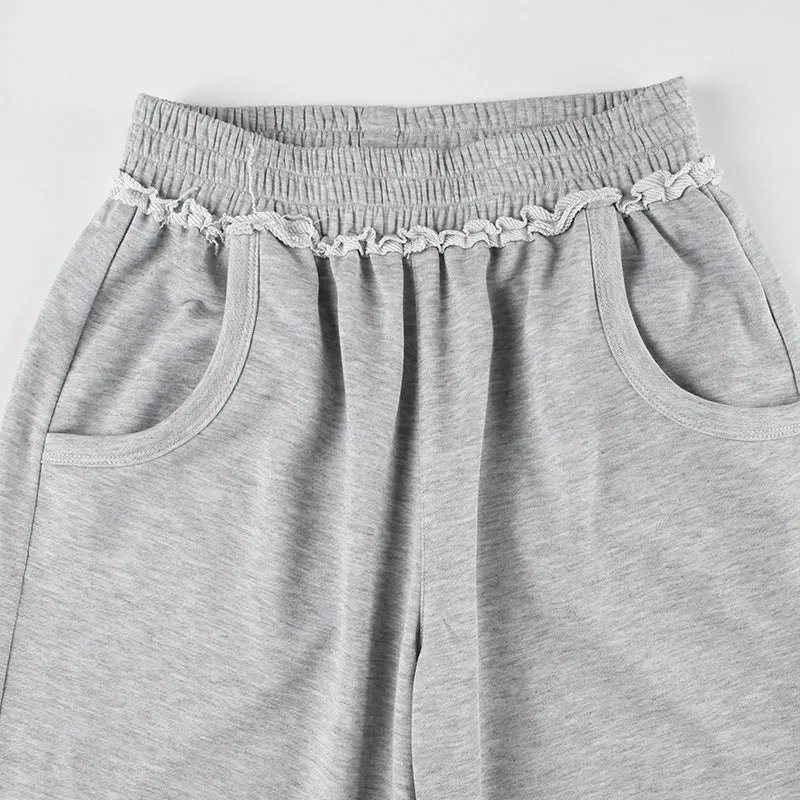 Wide-Leg Sweatpants with Raw Hem