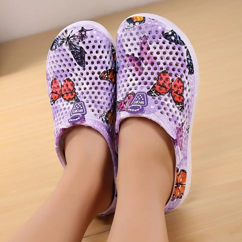 Women's Casual Garden Patten Print Hole Sandals & Slippers